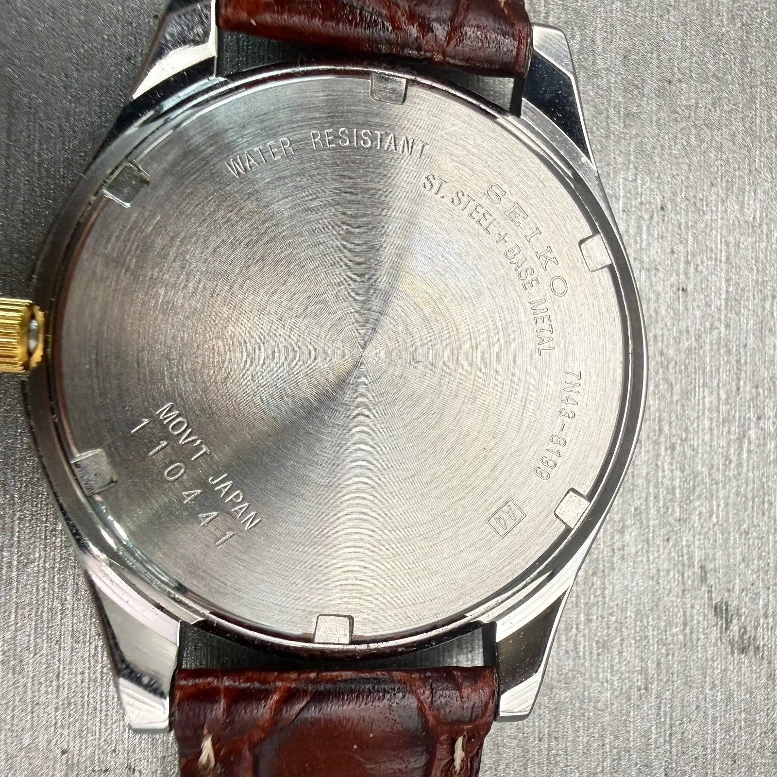 Seiko Watch Men 37mm Silver Dial Two Tone Daydate Round 7N43-8199 New Battery10