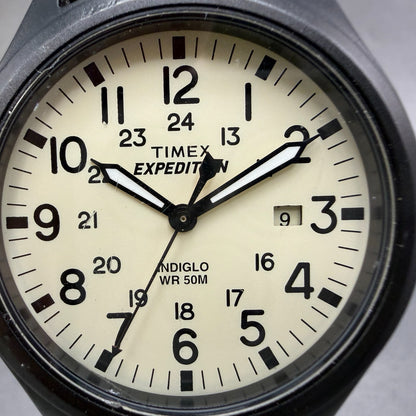 Timex Expedition Scout Watch Men 43mm White Dial Steel Date T49963 New Battery1