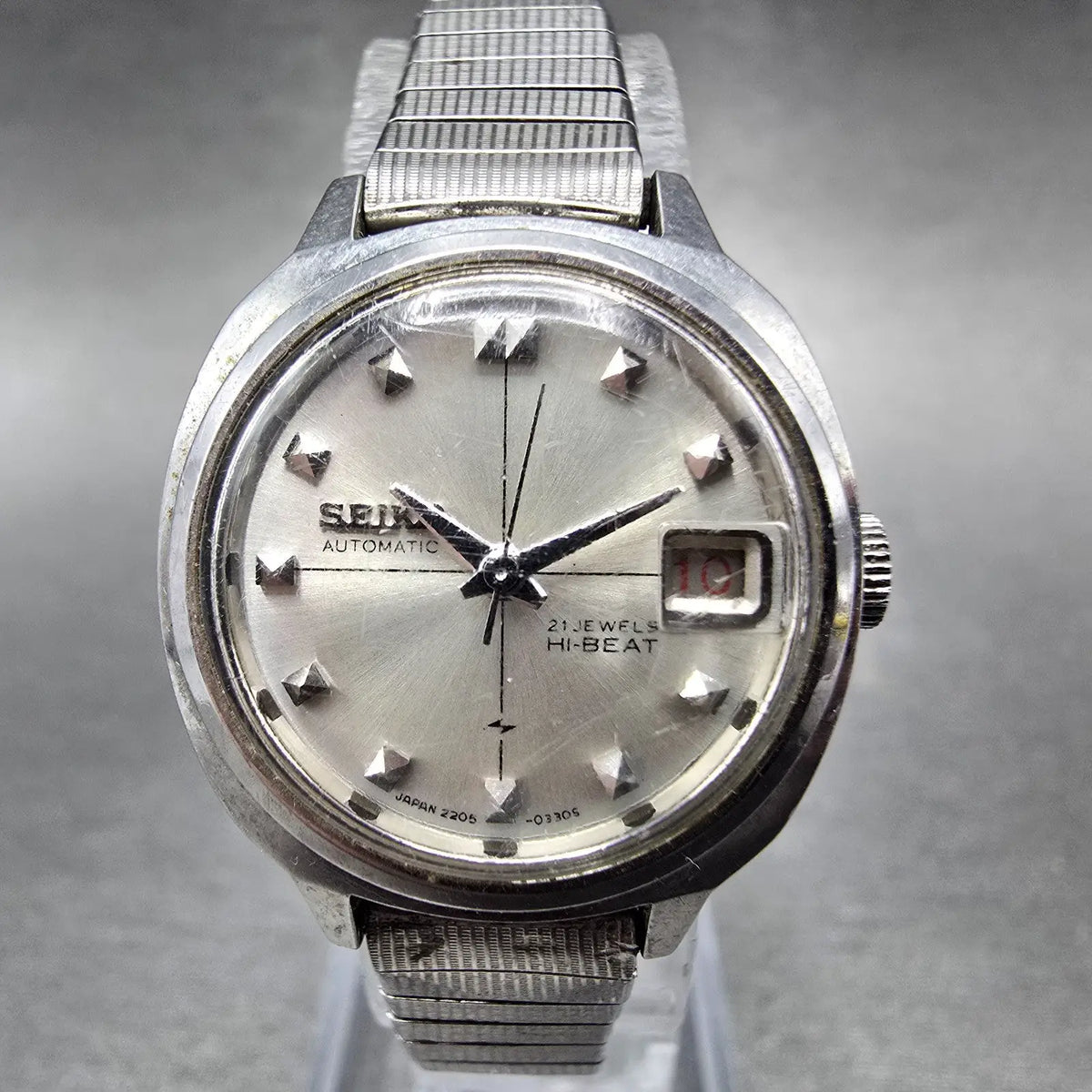 Seiko Automatic Watch Women 23mm White Dial Steel Date 2205-0240 PARTS VTG0