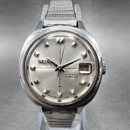 Seiko Automatic Watch Women 23mm White Dial Steel Date 2205-0240 PARTS VTG0