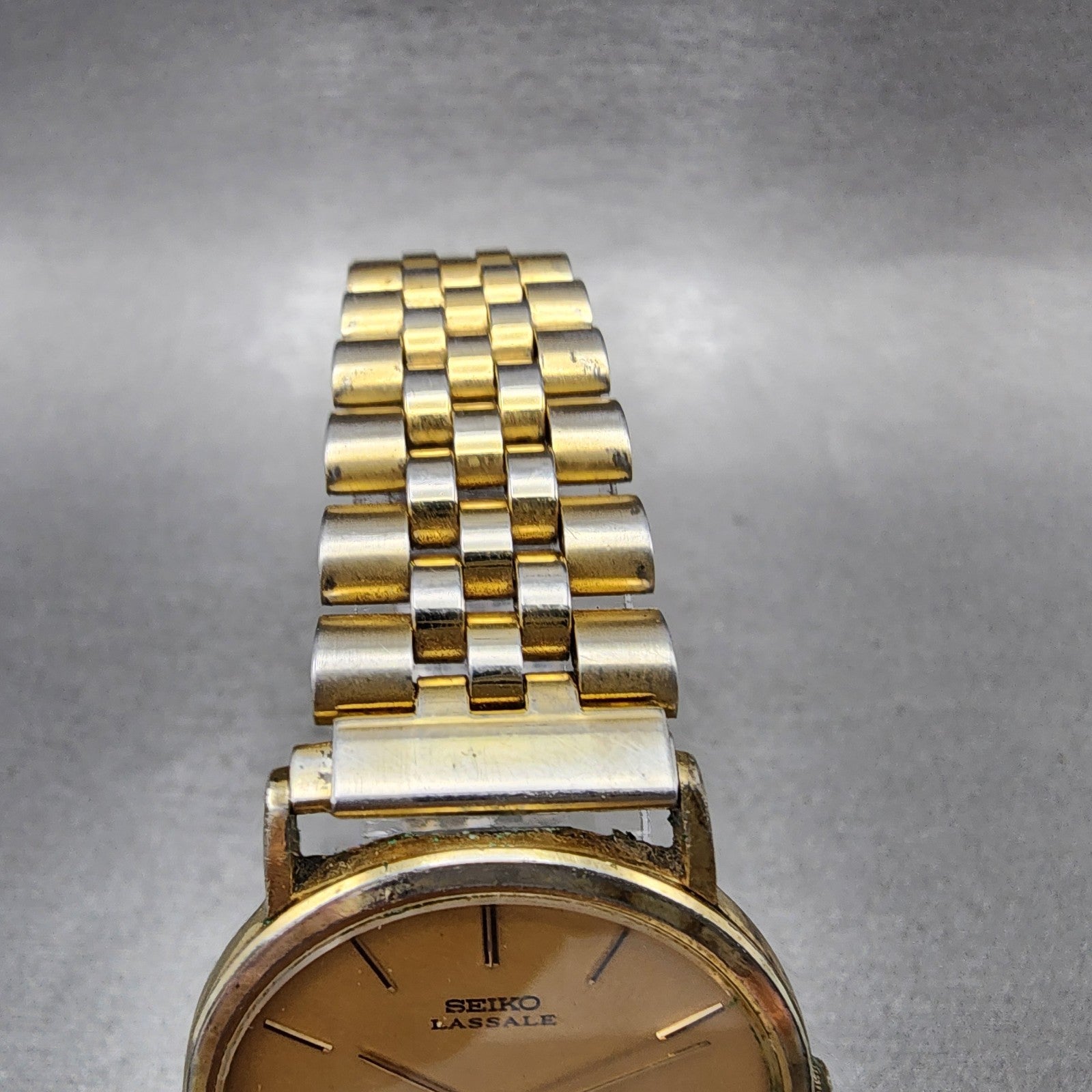 Seiko Lassale Watch Men 32mm Champagne Dial Gold Tone Round 59307049 PARTS5