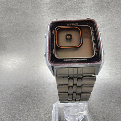 Seiko Digital Watch Men 33mm Alarm Chrono Steel Rectangle G757-4050 PARTS