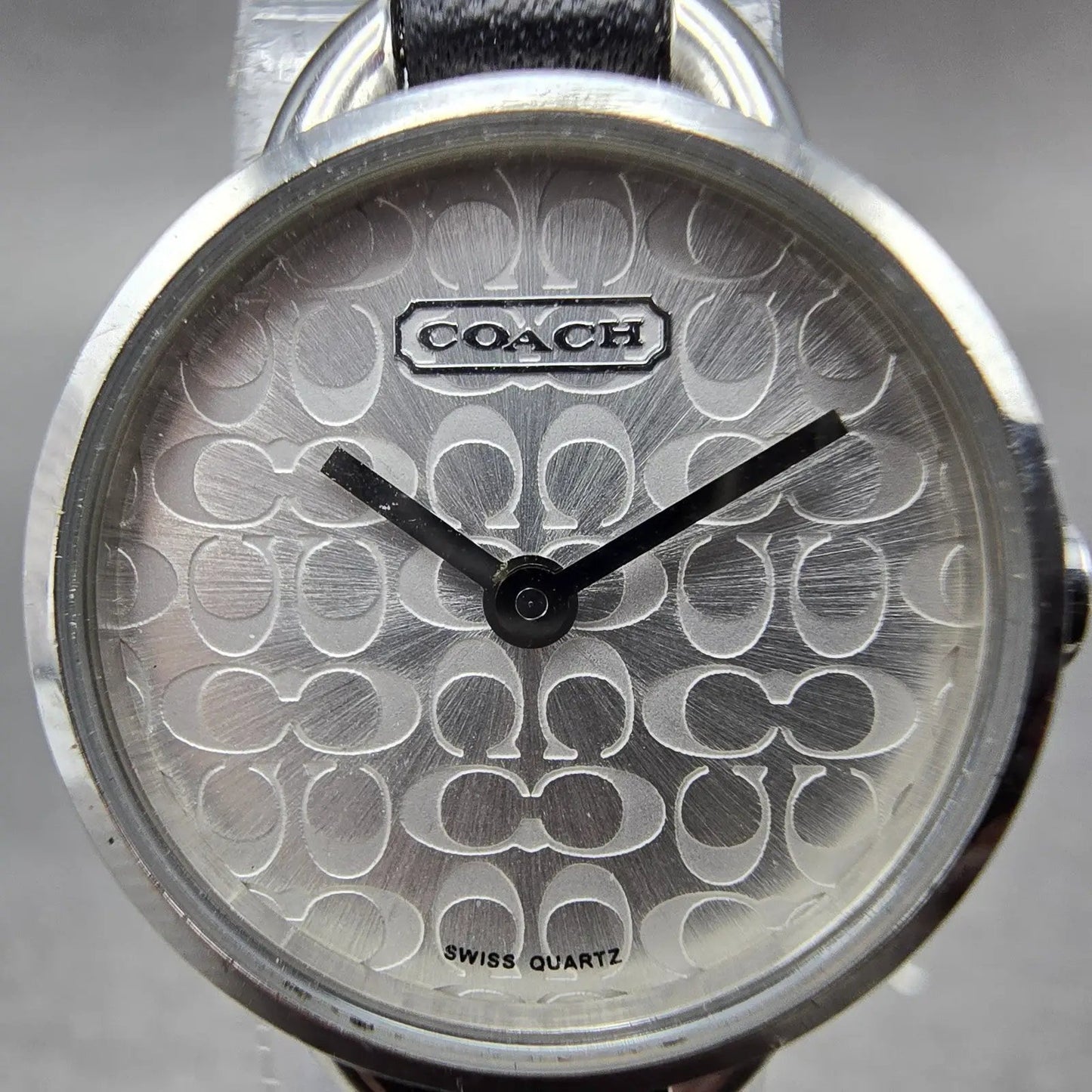 Coach Watch Women 22mm Silver Dial Steel Round Bangle Leather New Battery1
