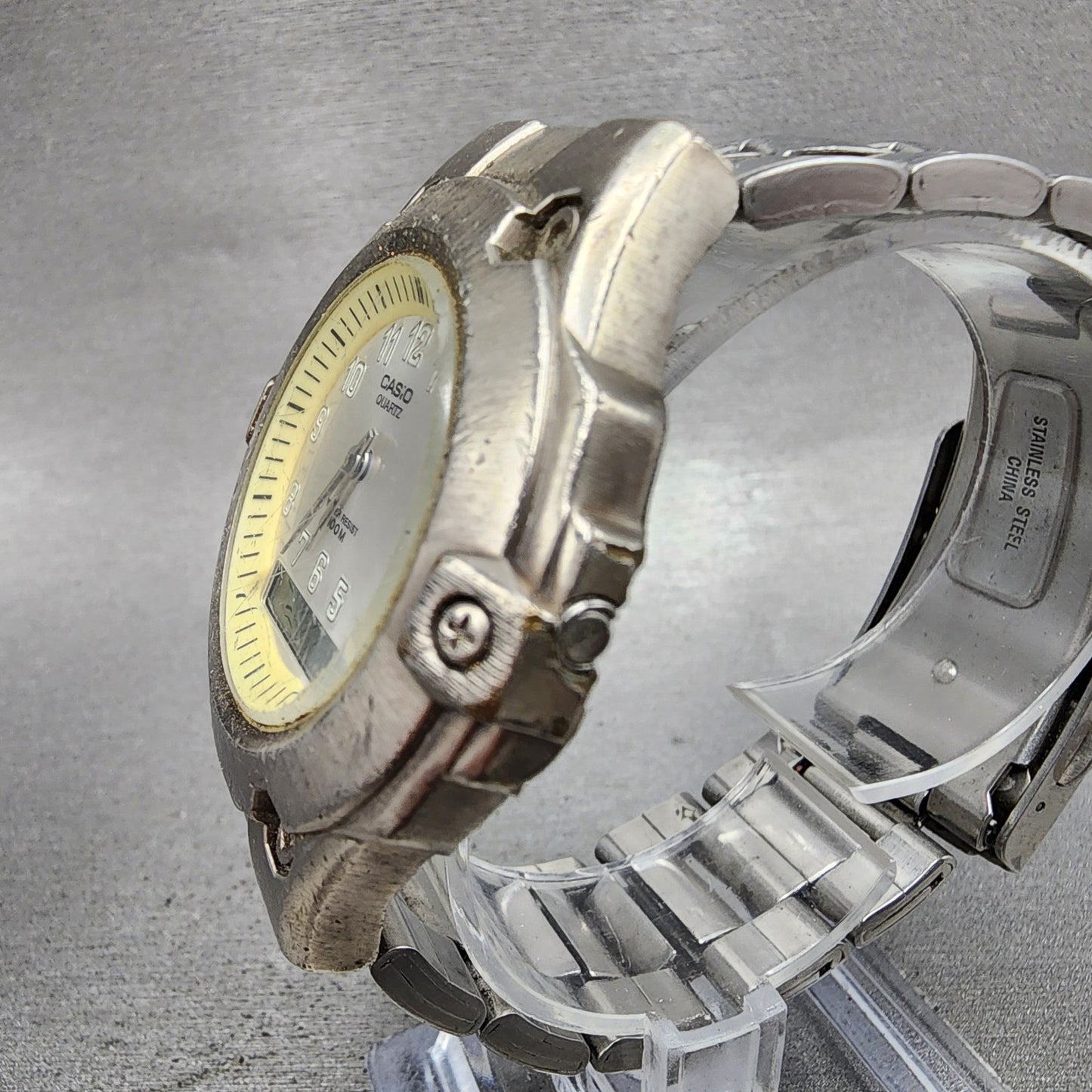 Casio MTA4000 Watch Men 46mm Silver Dial Silver Tone Chrono READ!!! New Battery2