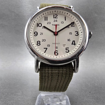 Timex Weekender Watch Men 38mm White Dial Silver Tone Round T2N651 New Battery C5