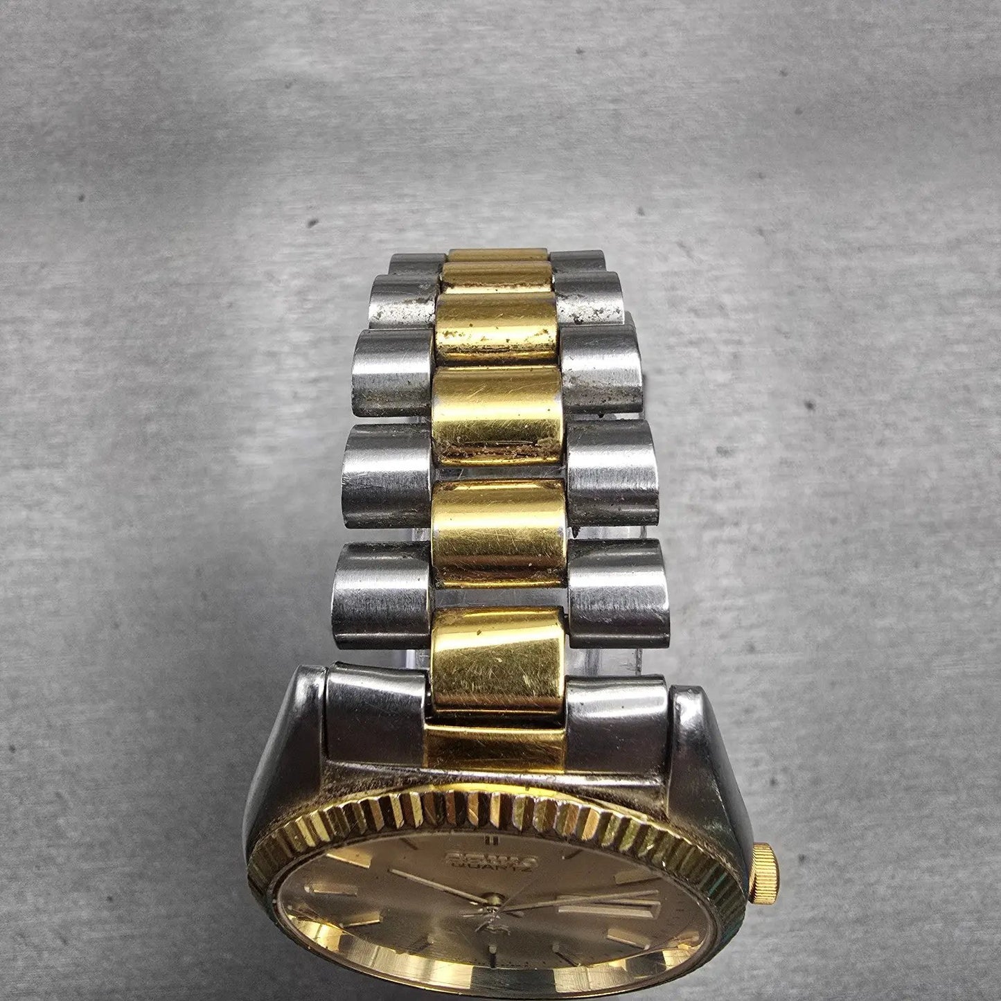 Seiko President Watch Men 36mm Gold Dial Two Tone Daydate 5Y23-8A61 New Battery4