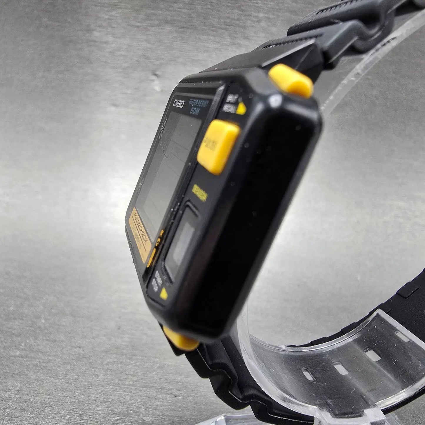 Casio JP-100W Pulse Check Watch Men 38mm Black Yellow Chronograph New Battery2