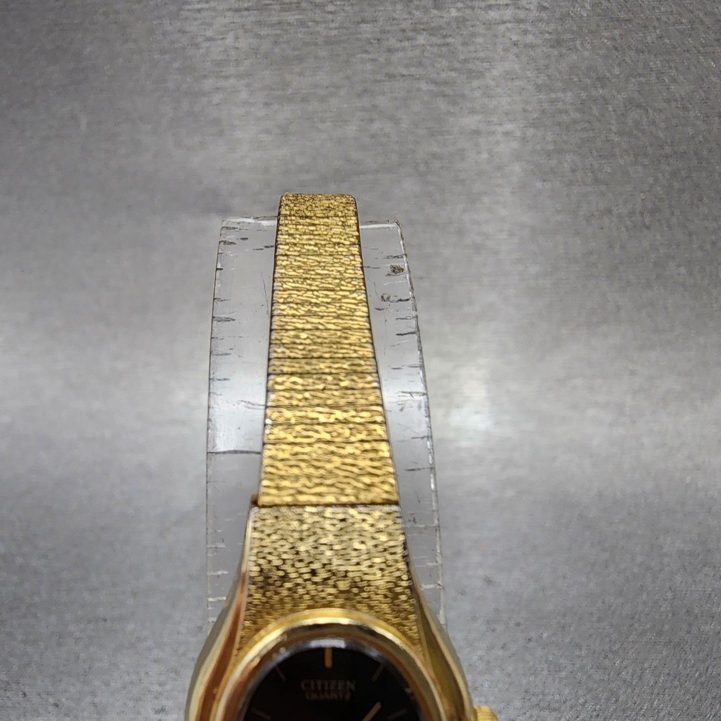 Citizen CQ Watch Women 17mm Black Dial Gold Tone Oval 5930S25350 New BatteryA124