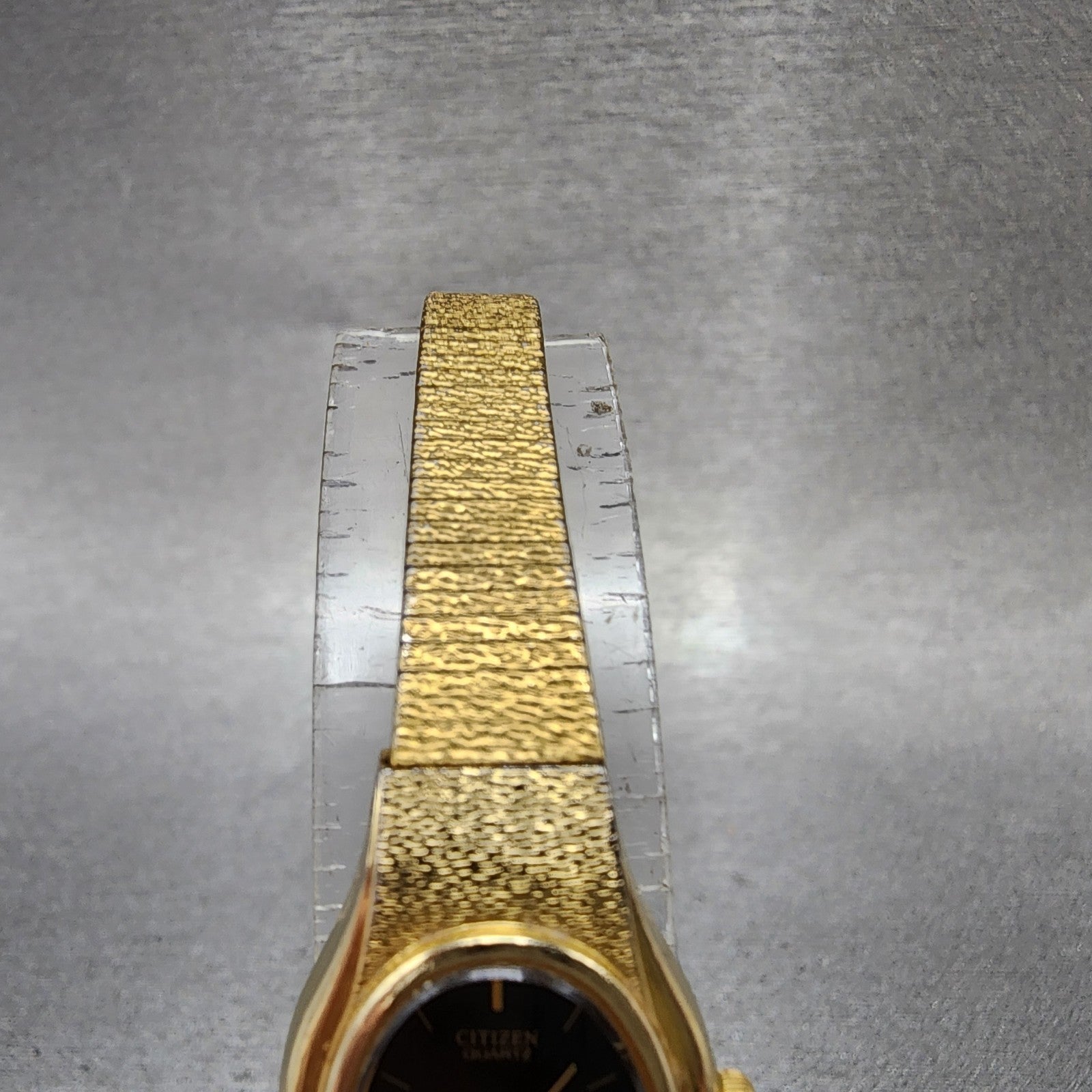 Citizen CQ Watch Women 17mm Black Dial Gold Tone Oval 5930S25350 New BatteryA124