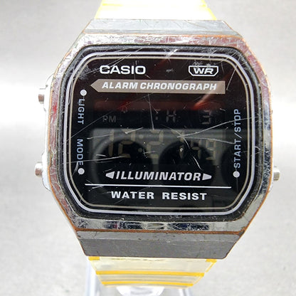 Casio Illuminator Watch Men 36mm Digital Silver Tone Octagon A168XE New Battery1