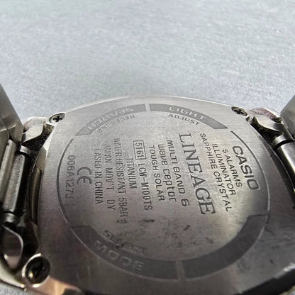 Casio Lineage Watch Men 40mm Black Dial Titanium Analog Digital Solar Runs JDm9