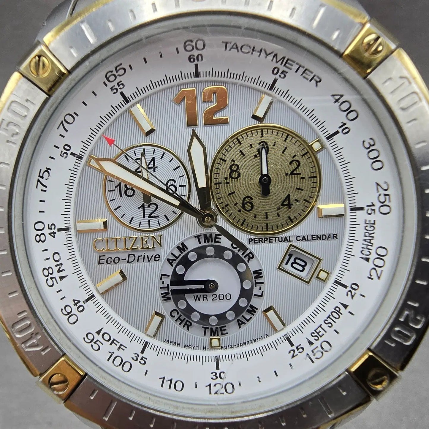 Citizen Eco-Drive Chronograph Watch Men 44mm White Dial Steel Perpetual Calendar1