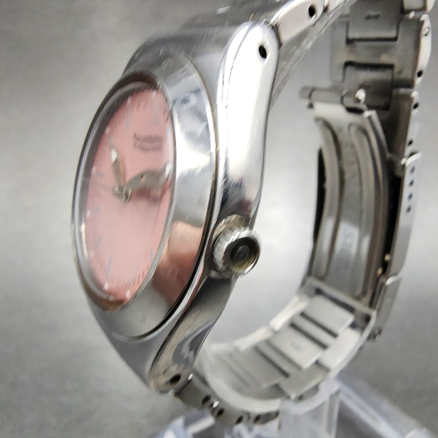 Swatch Irony Watch Women 33mm Pink Dial Steel Date Round YLS405G New Battery2