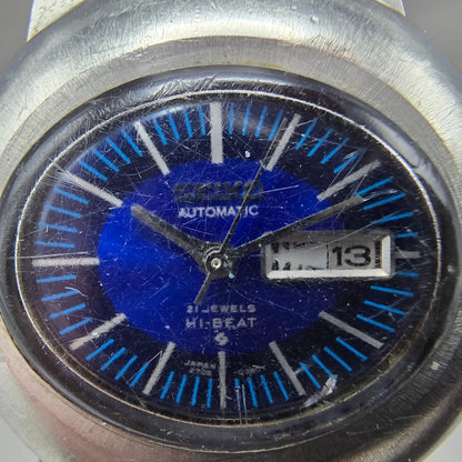 Seiko Automatic Watch Women 31mm Blue Dial Silver Tone READ!!!!!! 2706-7020 Runs1