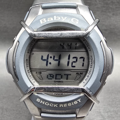Casio Baby-G MSG-133 Watch Women 42mm Silver Blue Chrono Alarm New Battery1