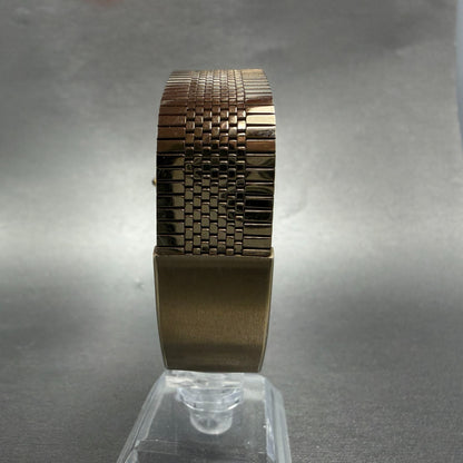 Seiko Tank Watch Men 30mm Gold Dial Gold Tone Rectangle 5931-5341 New Battery7