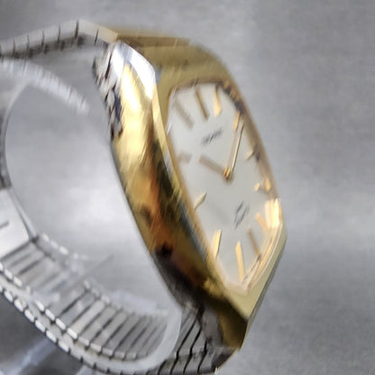 Technos Summit Quartz Watch Men 33mm White Dial Gold Tone Octagon New Battery3