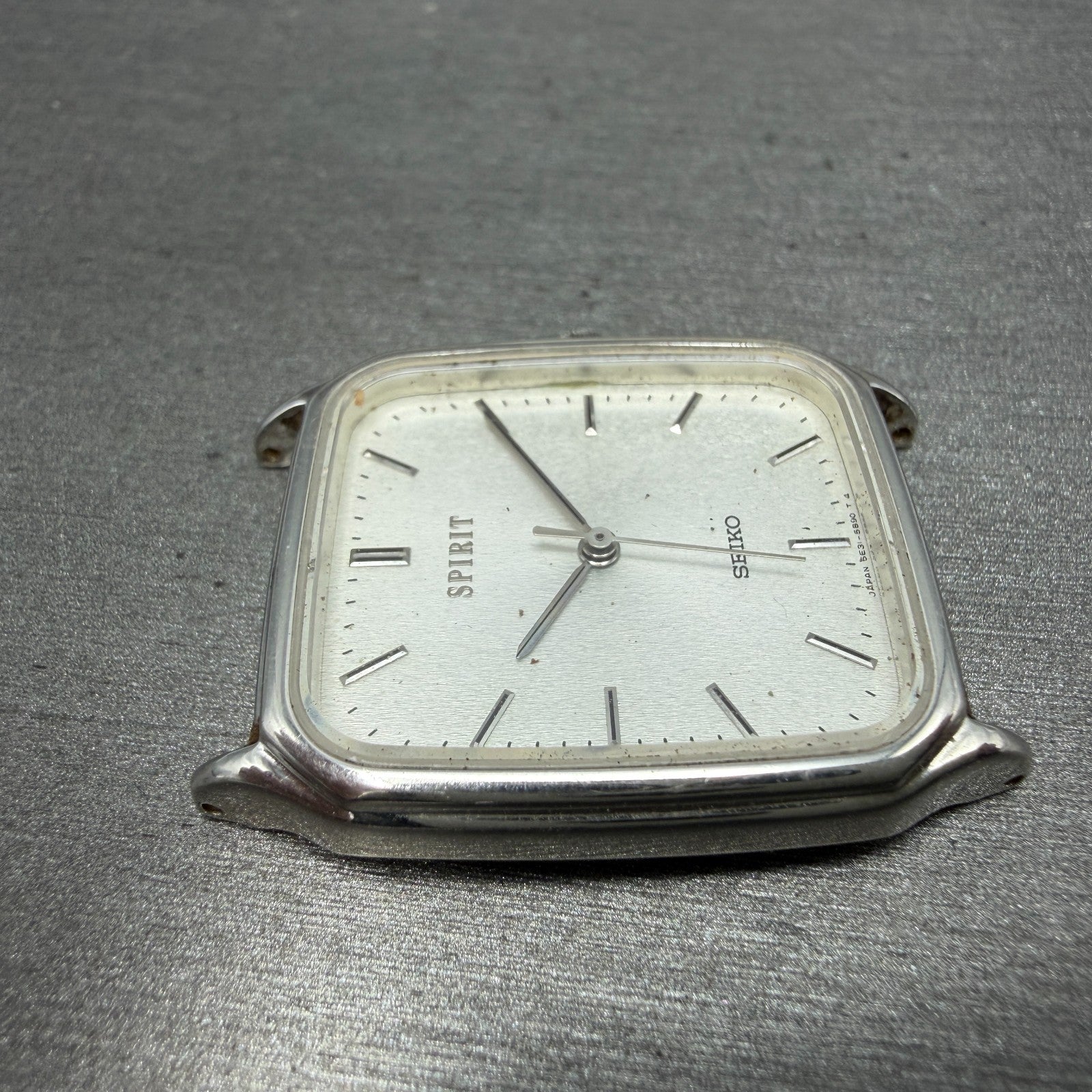 Seiko Spirit Tank Watch Men 27mm Silver Dial Silver Tone 5E31-5B50 PARTS4