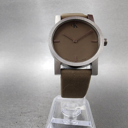 Calvin Klein Watch Women 30mm Brown Dial Silver Tone Round New Battery K71215
