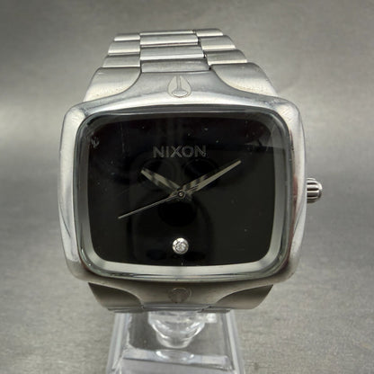 Nixon The Player Watch Men 40mm Black Dial Steel Rectangle New Battery Diamond0