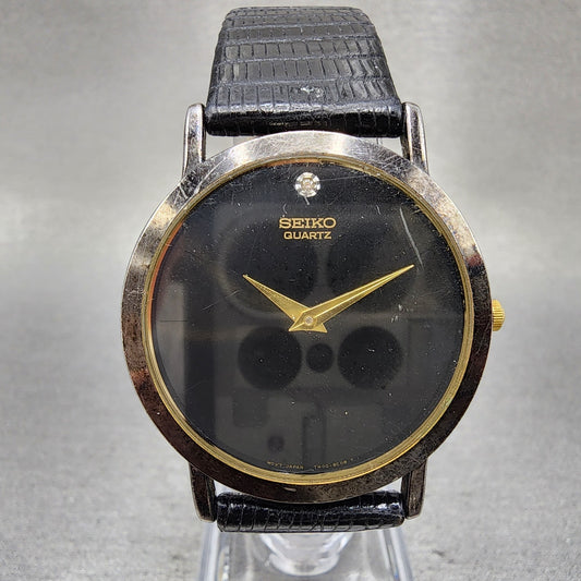 Seiko Watch Men 33mm Black Dial Black Tone Round Diamond Marker 7n008a49 PARTS0