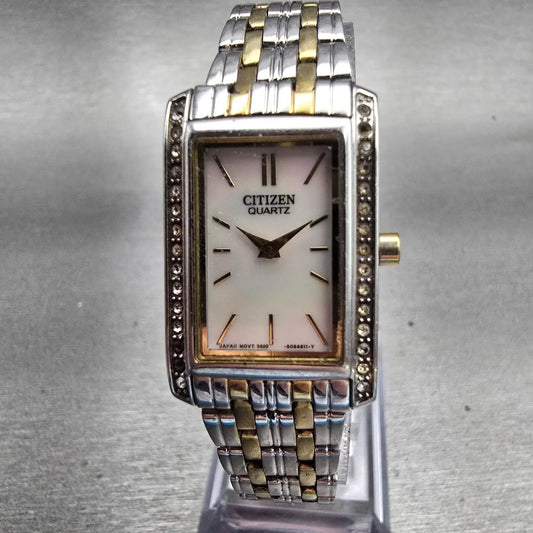 Citizen Watch Women 19mm MOP Dial Two Tone Gemmed 5920-S063883 New Battery VTG0