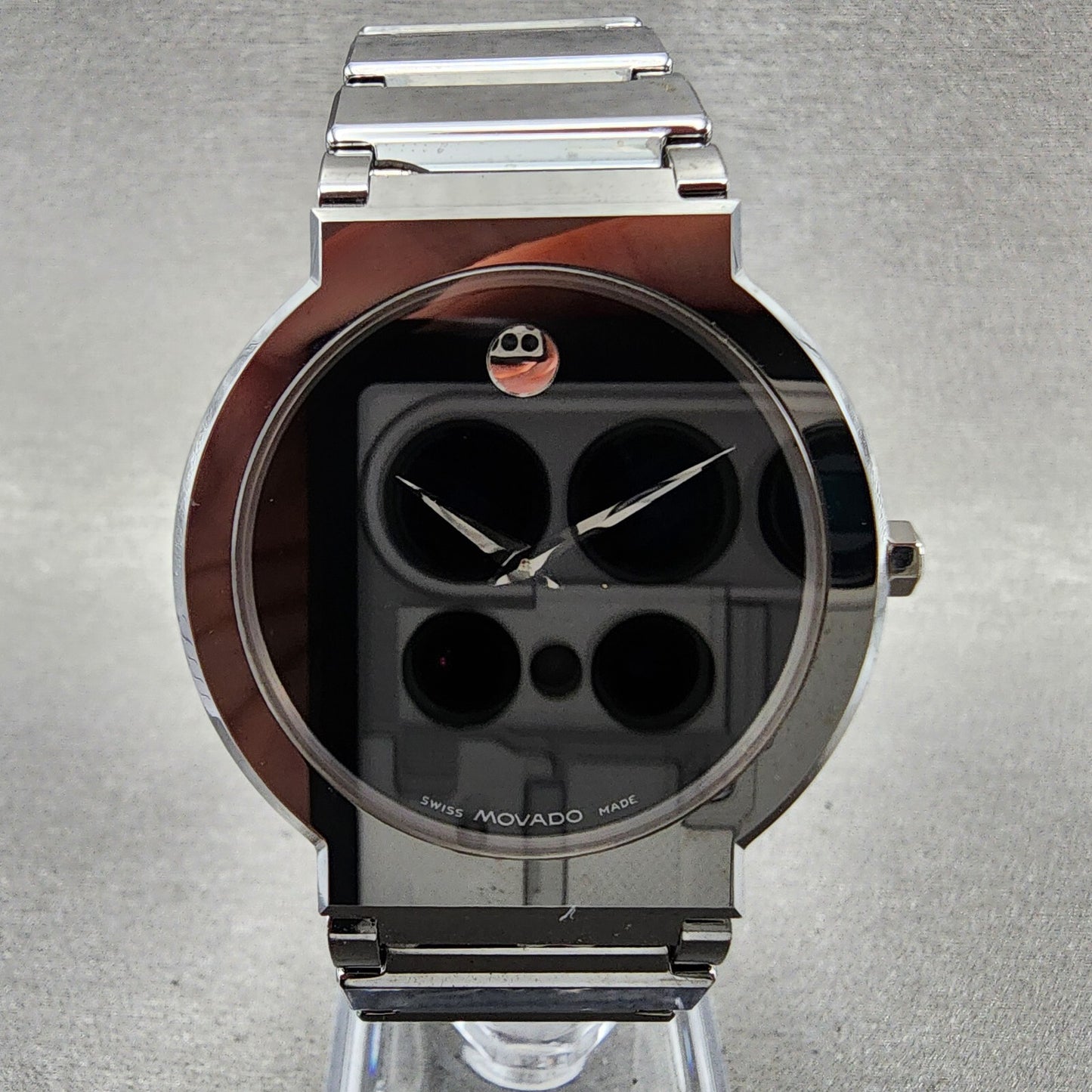 Movado Valor Watch Men 34mm Black Dial Tungsten Round 0604409 New Battery1
