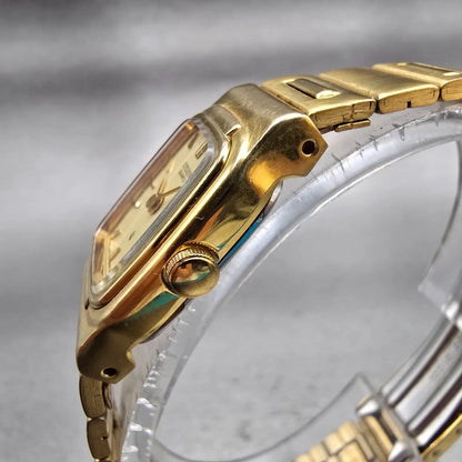 Citizen CQ Watch Women 17mm Champagne Dial Gold Tone 3220-S60228 New Battery VTG2