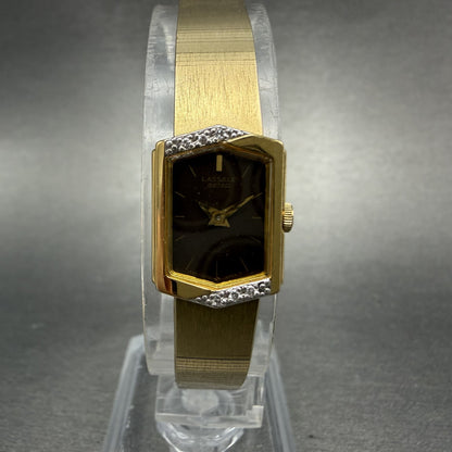 Seiko Lassale Watch Women 13mm Brown Dial Gold Tone Hexagon 1E50-5039 NewBattery0