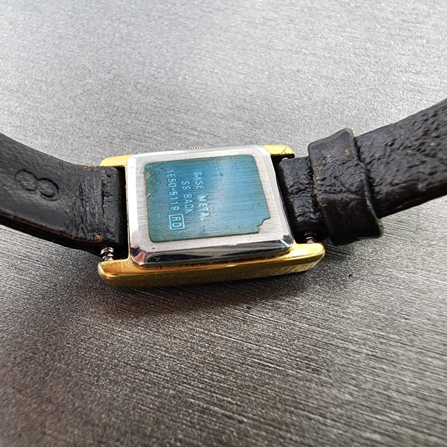 Seiko Lassale Tank Watch Women 14mm Gold Dial Gold Rectangle 1E505119 New Batt9
