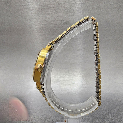Seiko Automatic Watch Women 23mm Brown Dial Gold Tone Date 24157008 Runs6