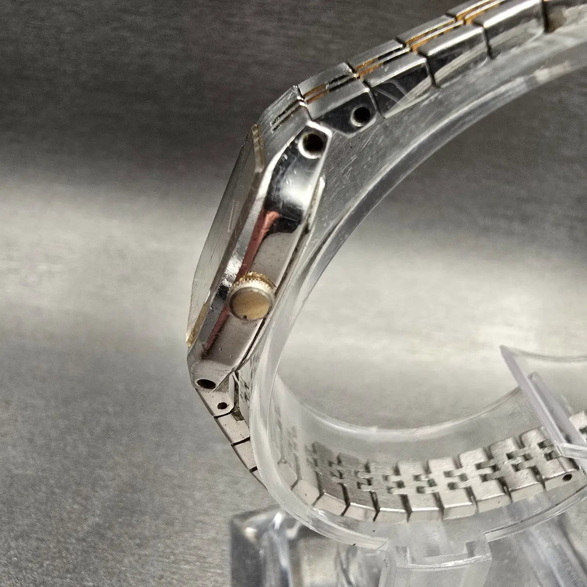 Seiko Watch Women 16mm Silver Dial Two Tone Rectangle 2C20-5209 New Battery VTG2
