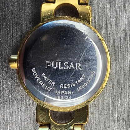 Seiko Pulsar Watch Women 19mm MOP Dial Gold Tone Round 1N00-X145 New Battery VTG10