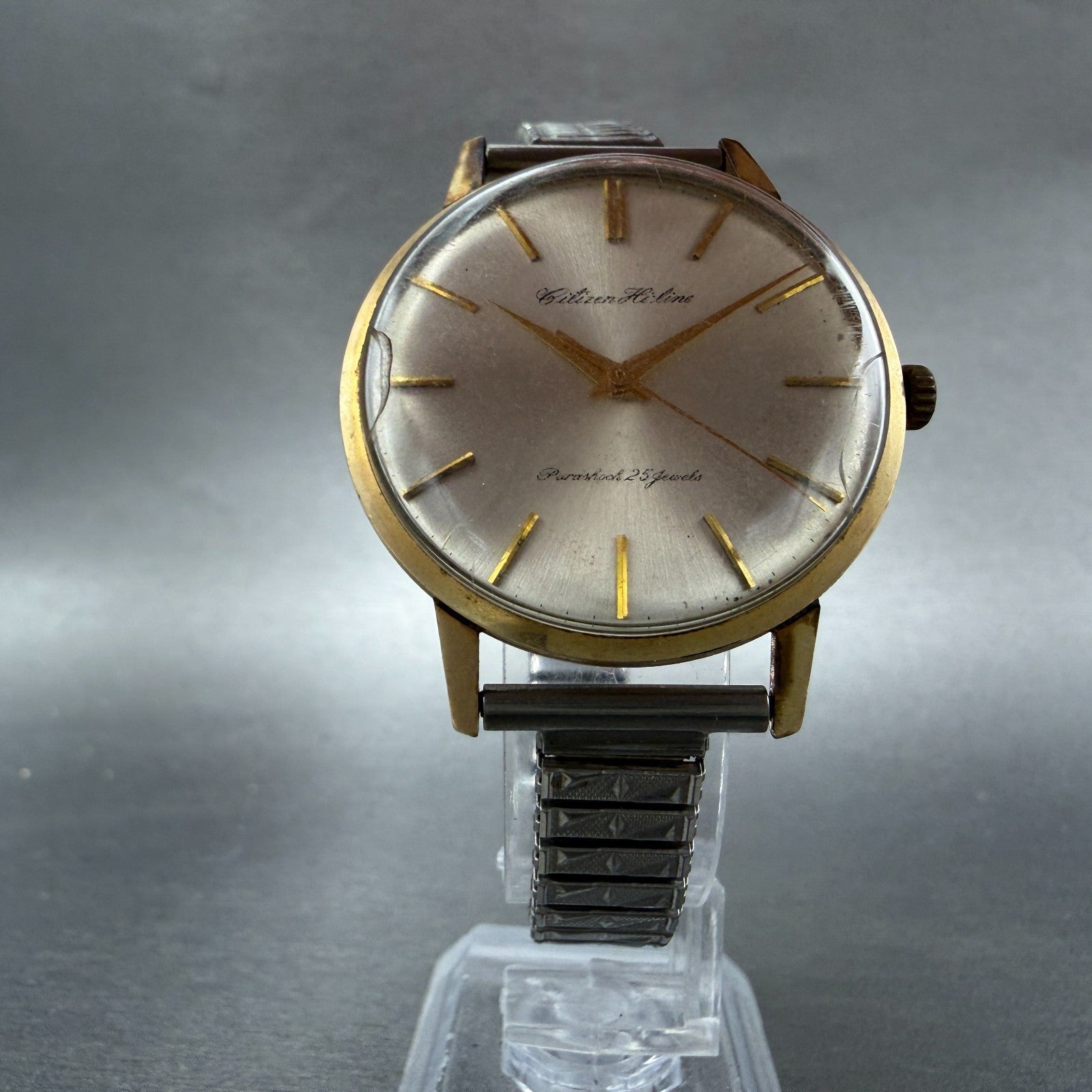 Citizen Hi Line Watch Men 37mm Silver Dial 14K Gold Filled Manual Wind Runs VTG5
