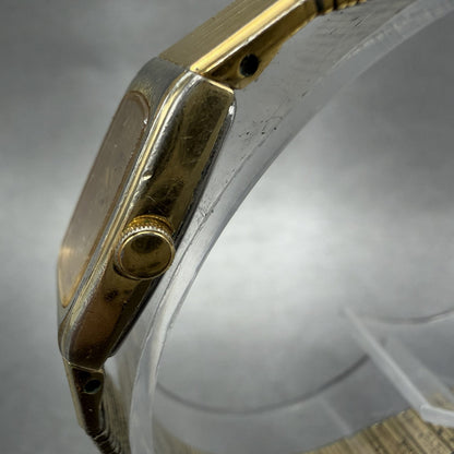 Seiko Tank Watch Women 13mm Champagne Dial Gold Tone Rectangle 2e205139 New Bat2