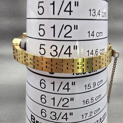 Seiko Watch Women 12mm Gold Dial Gold Tone Rectangle 1320-5029 New Battery VTG D9