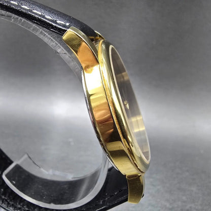 Movado Museum Watch Men 38mm Black Dial Gold Tone Round MO.01.1.34.6002 New Batt4