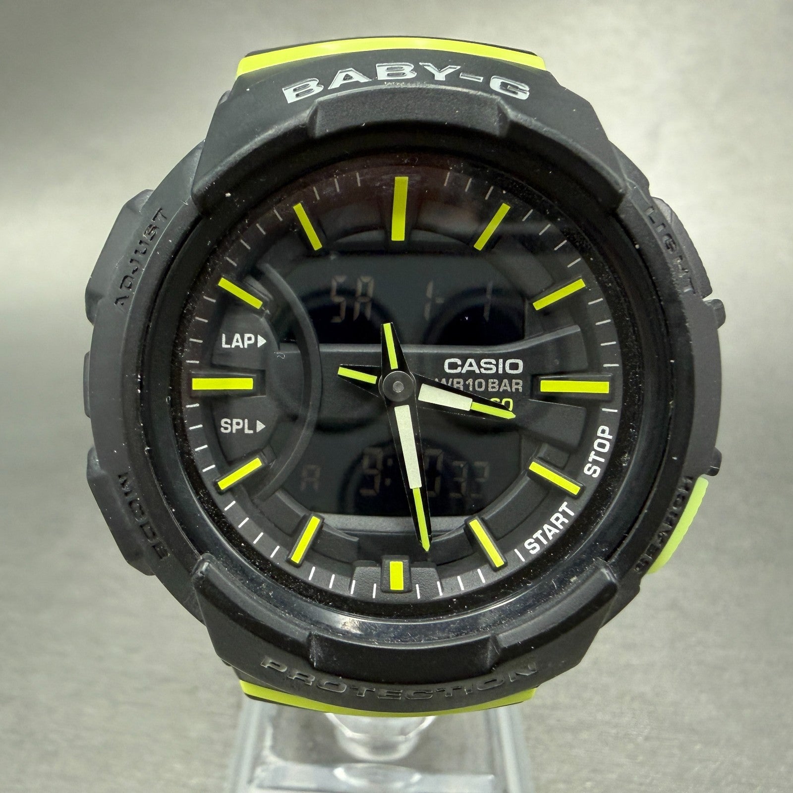 Casio Baby-G BGA-240 Watch Women 43mm Analog Digital Black Green Alarm New Batt0