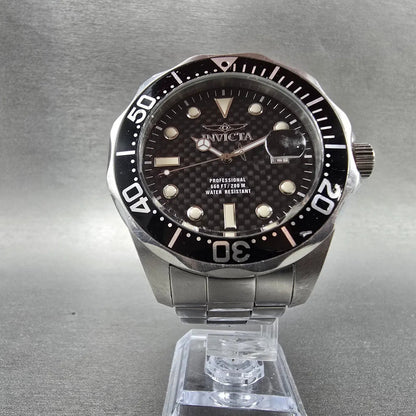 Invicta Pro Diver Watch Men 47mm Black Dial Silver Tone Date 12562 New Battery5