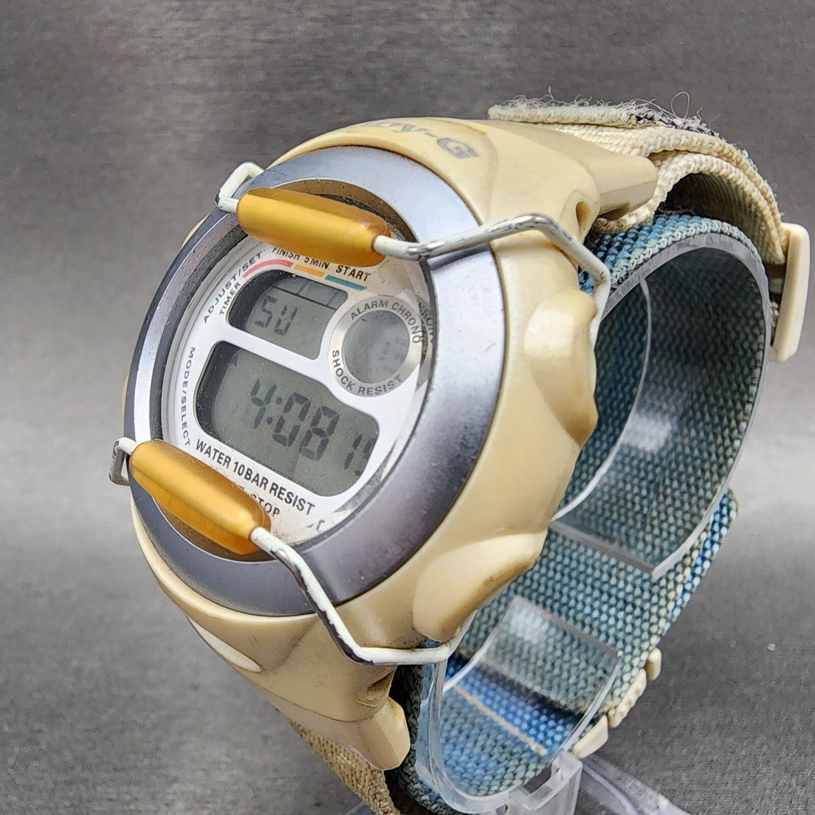Casio baby G Watch Women 41mm Digital Cream Case Round Alarm Chrono New Battery2