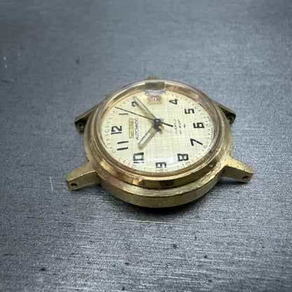Seiko Automatic Watch Women 24mm Champagne Dial Gold Tone Date 2205-0599 PARTS4