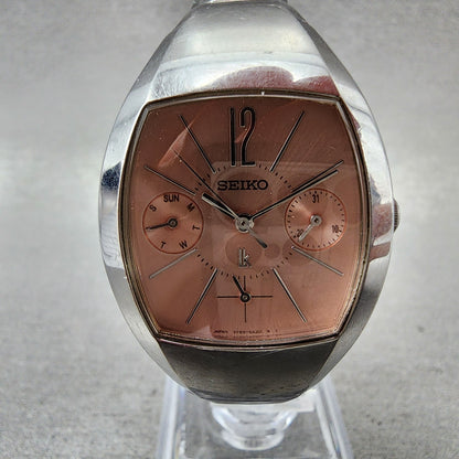 Seiko Lukia Watch Women 28mm Pink Dial Stainless Steel Daydate 5Y895A20 New Bat1