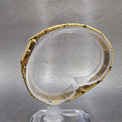 Seiko Tank Watch Women 12mm Black Dial Gold Tone 2e205269 New Battery6