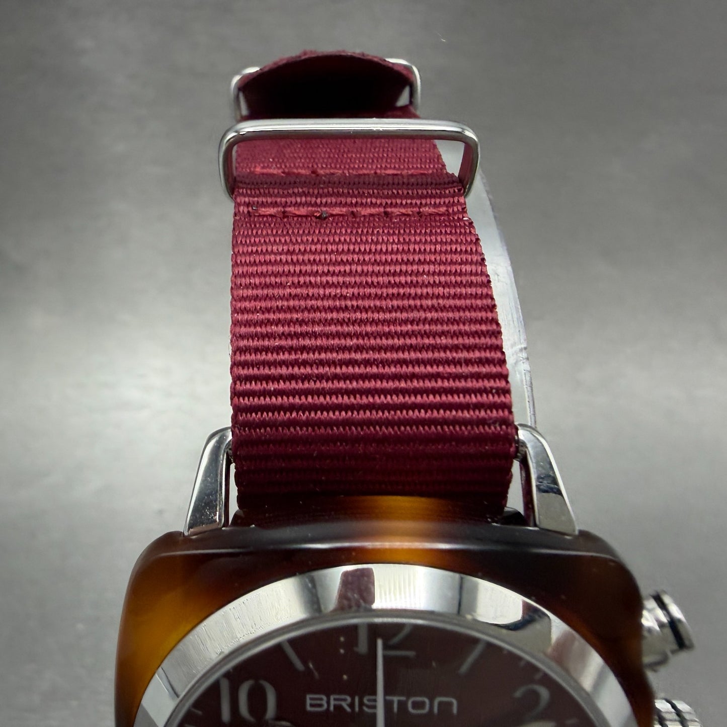 Briston Clubmaster Chronograph Watch Men 39mm Red Dial Brown Tone Date New Batt4