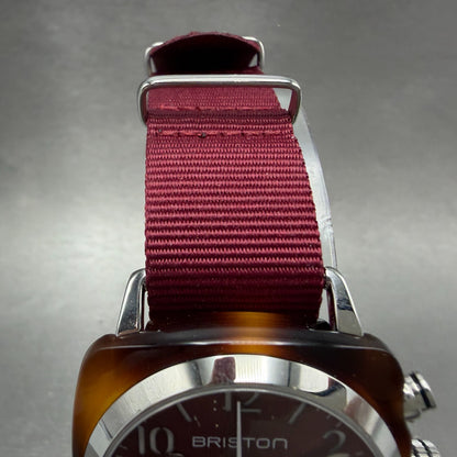 Briston Clubmaster Chronograph Watch Men 39mm Red Dial Brown Tone Date New Batt4
