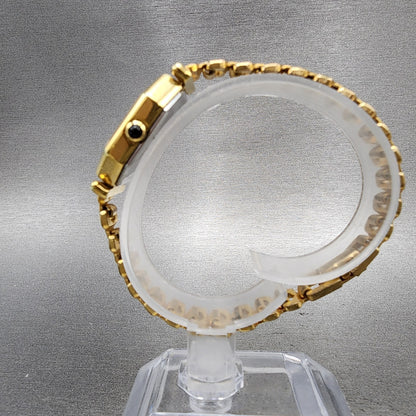 Longines Watch Women 24mm Black Dial Gold Plated Manual Wind Runs Octagon VTG6