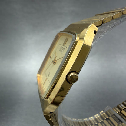 Citizen Tank Watch Men 27mm Champagne Dial Gold Rectangle 4031-893514 New Batt2