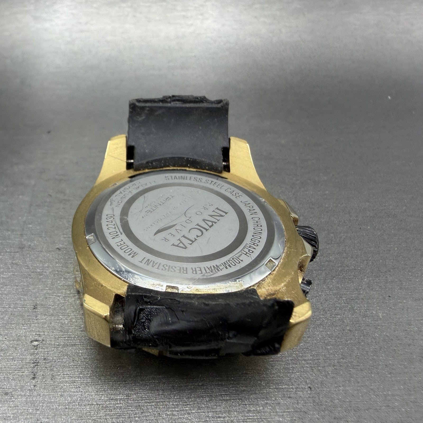 Invicta Pro Diver Chronograph Watch Men 48mm Black Dial Gold Tone Date New Batt8