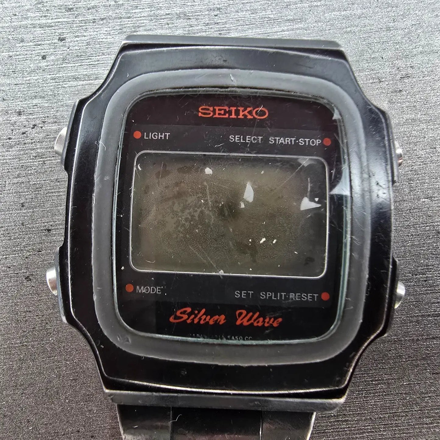 Seiko Silver Wave Watch Men 34mm Black Digital Chronograph A914-5A50 PARTS VTG2
