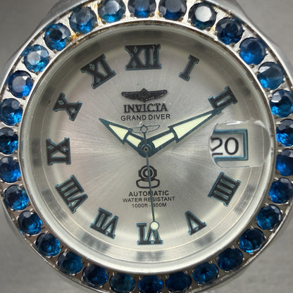 Invicta Grand Diver Watch Women 38mm Silver Dial Steel Gem Set Date Automatic1